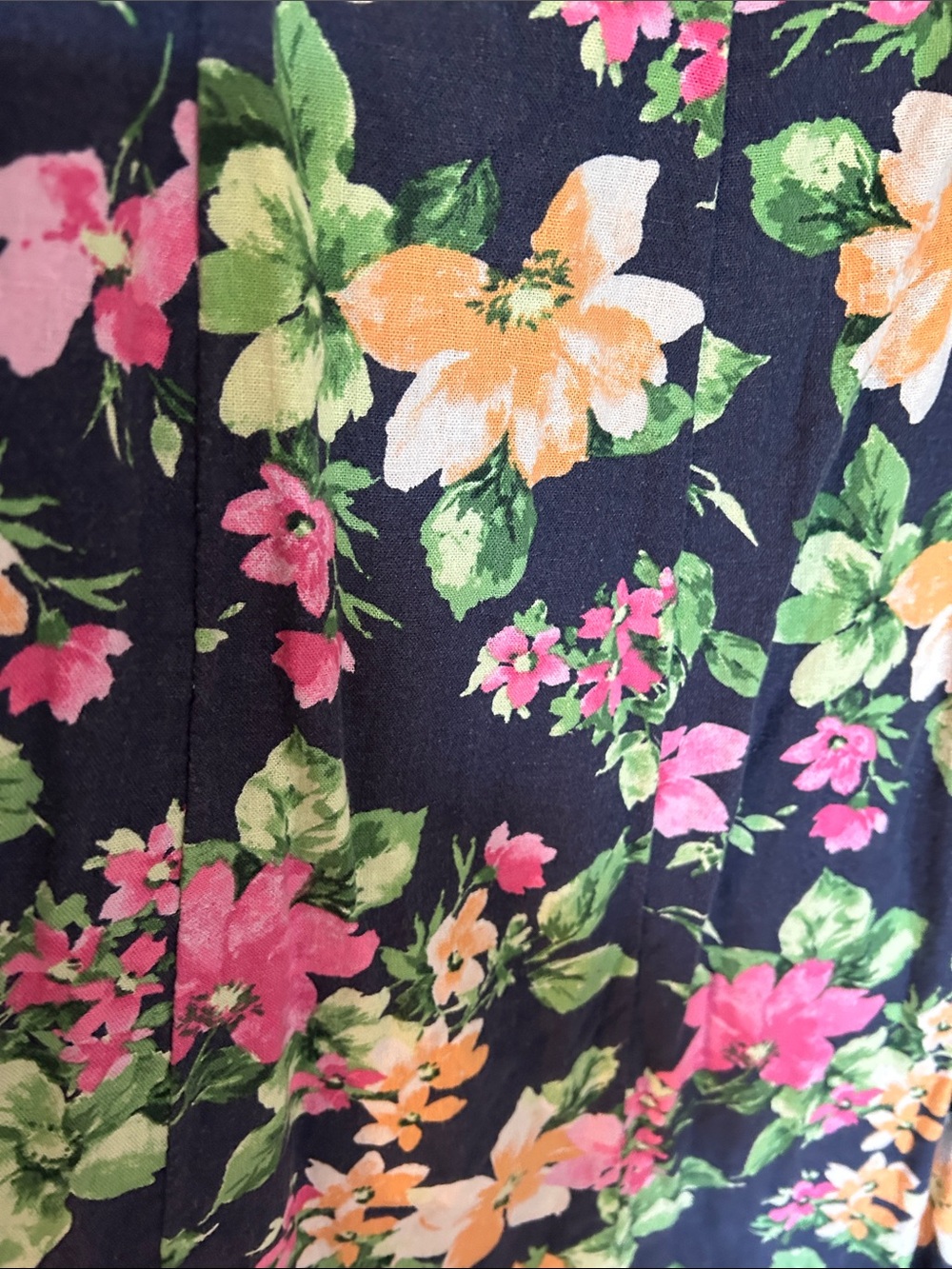 Old Navy Navy Floral Midi Dress with Pink & Yellow Flowers - Picture 4 of 7